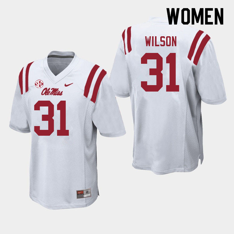 Calvin Wilson Ole Miss Rebels NCAA Women's White #31 Stitched Limited College Football Jersey YOR3458RG